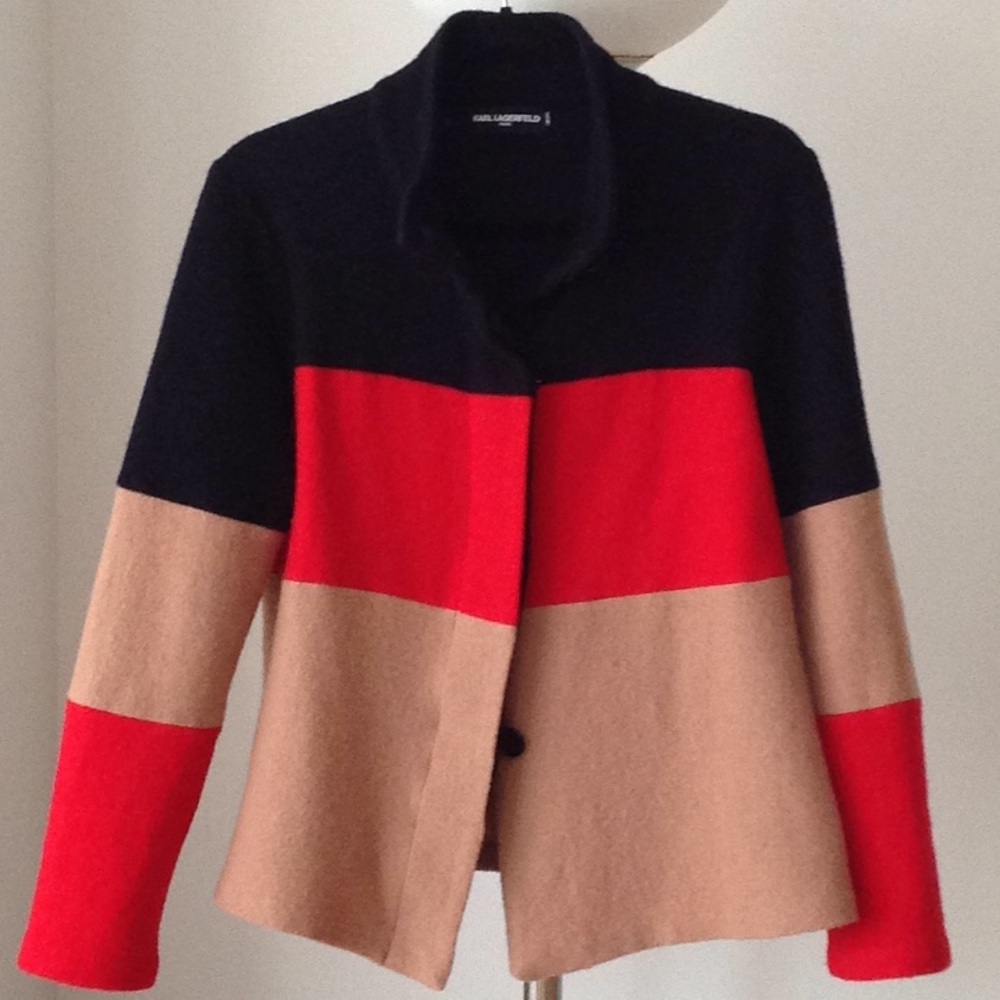 🐾⭕️🐾 Karl Lagerfeld - Color Blocking Wool Jacket